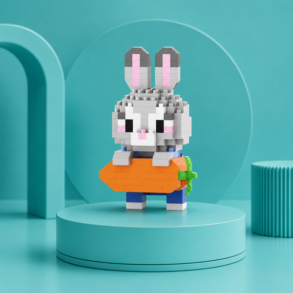 Judy Hopps with Carrot mini building block figure display image
